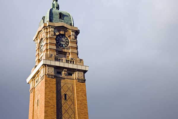 clock tower near court reporters Cleveland office
